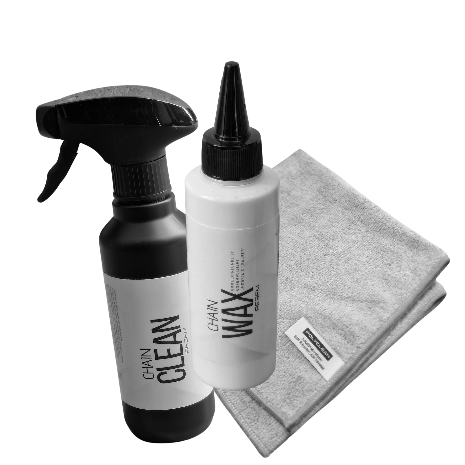 REEEM Kettenwachs Starter Set mit Reiniger, Flasche Wachs und Mikrofasertuch